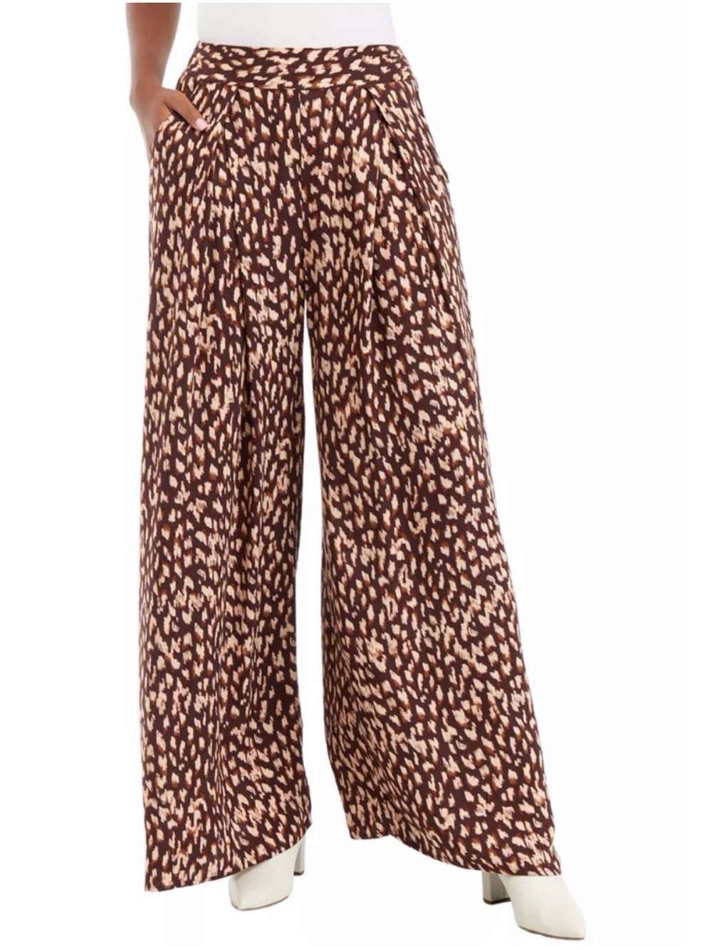 Womens Cheetah Print Wide-Leg Palazzo Pants